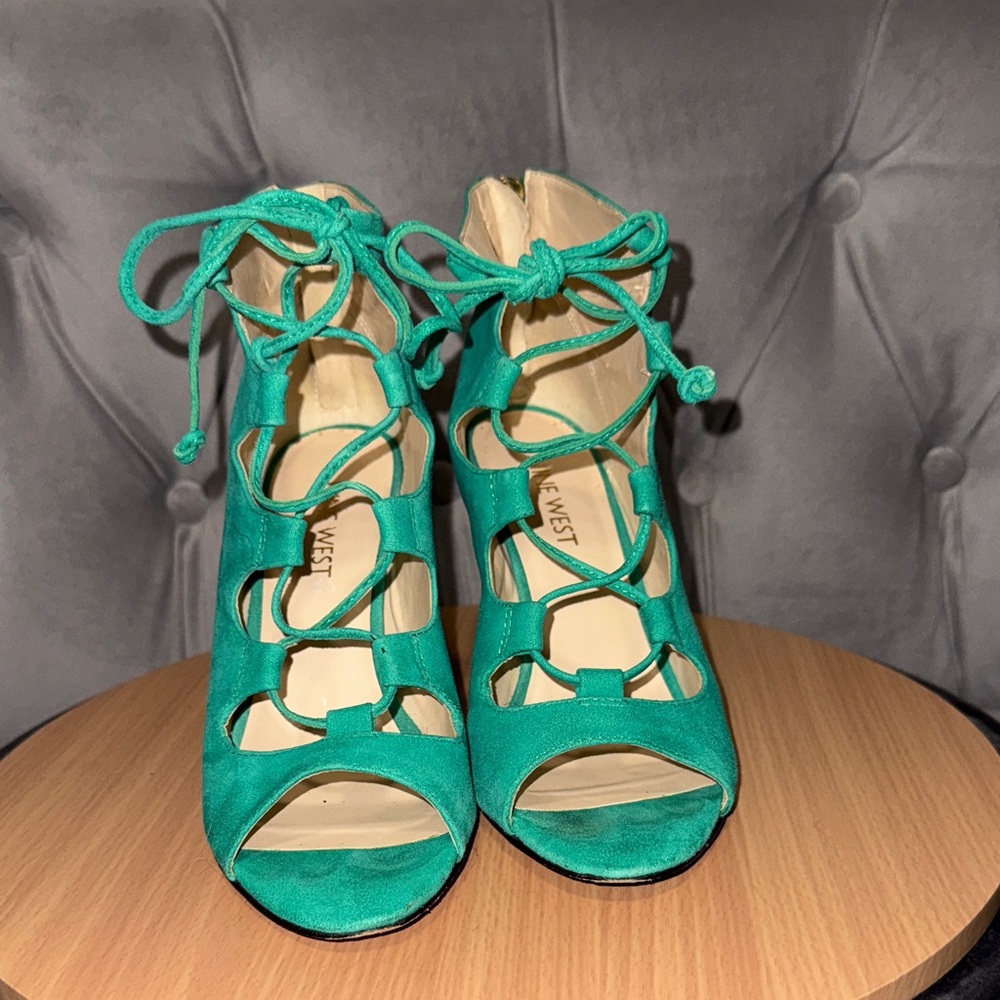 Nine West Turquoise Lace-Up Heels